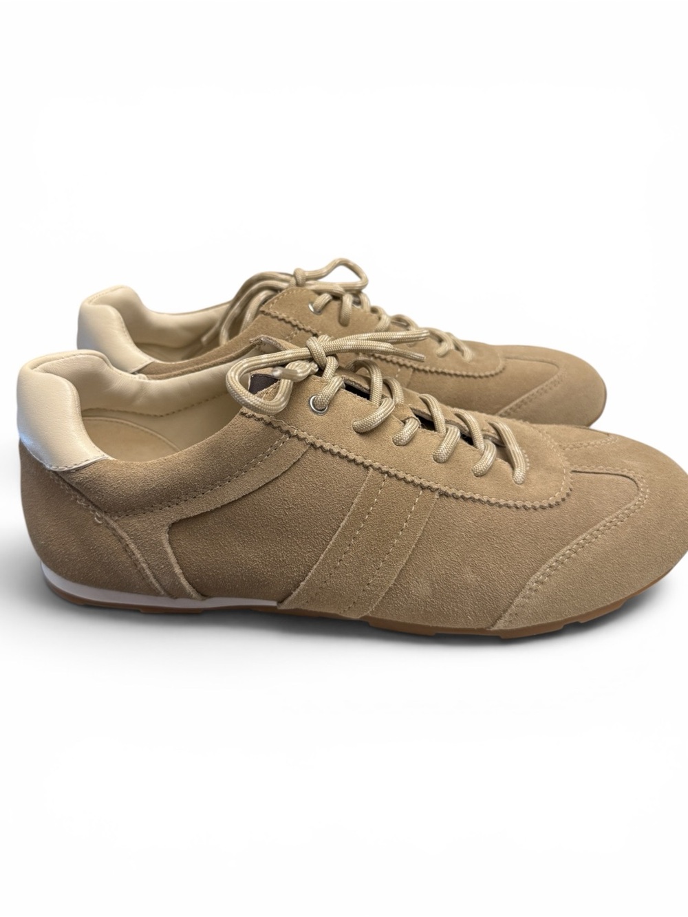 Mint Velvet UK Women's Size 40/US 9 Tan Suede Low Profile Sneakers New w/o Box